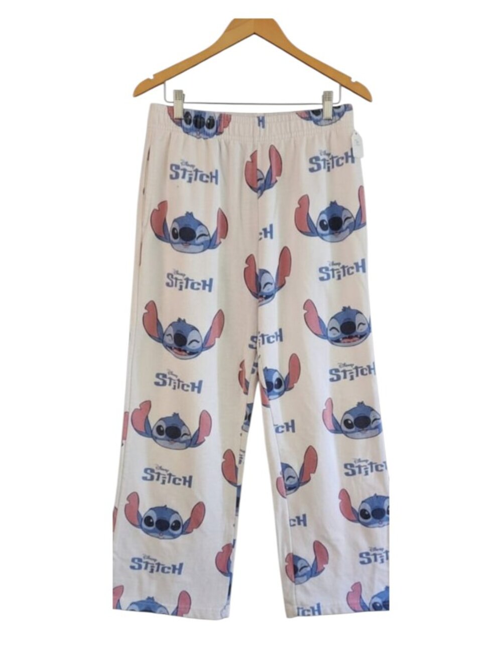 Disney Stitch Cream Pajama Pants with Blue and Pink Print